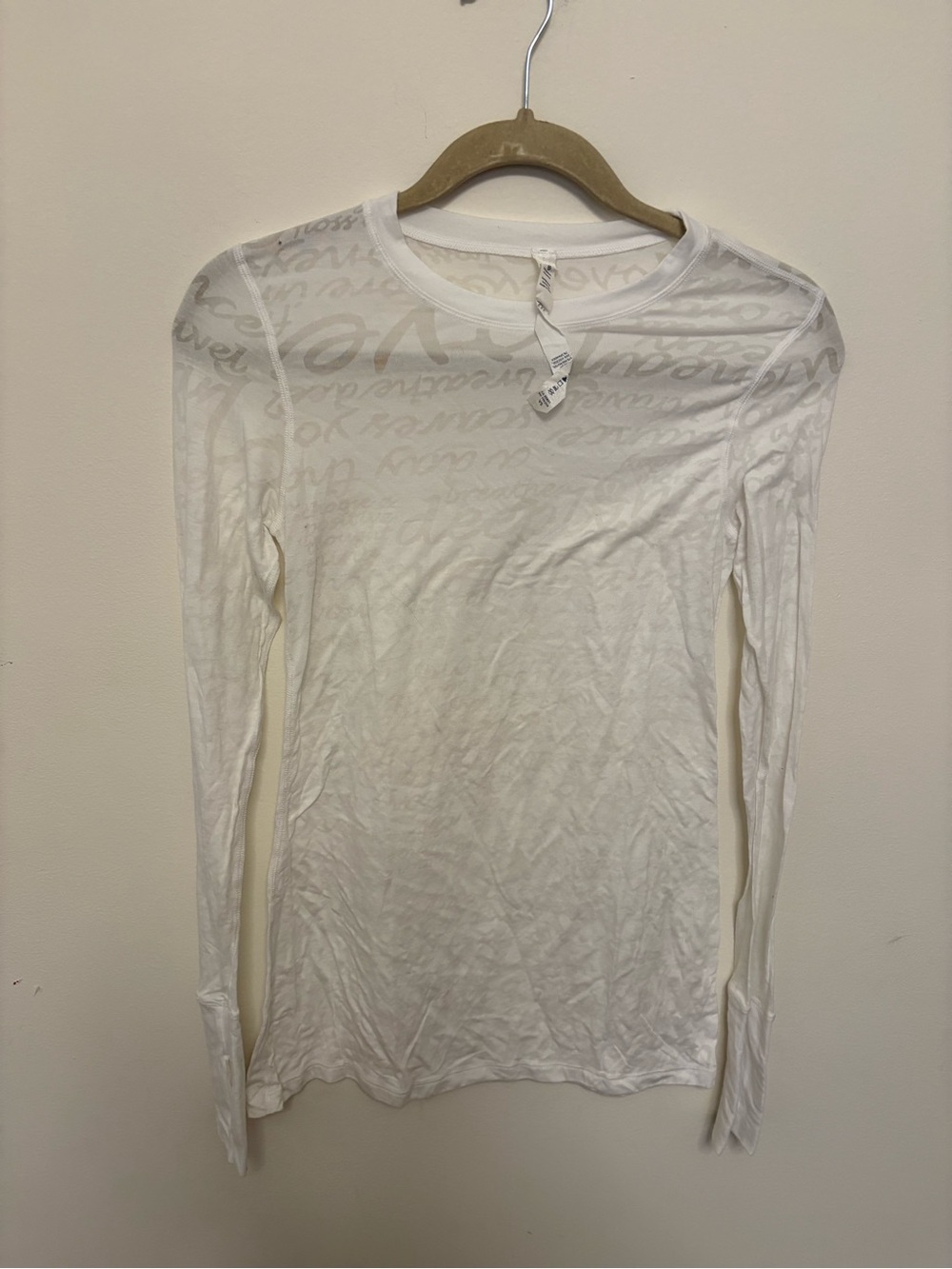 lululemon athletica White Long-Sleeve Semi-Sheer Crewneck Top